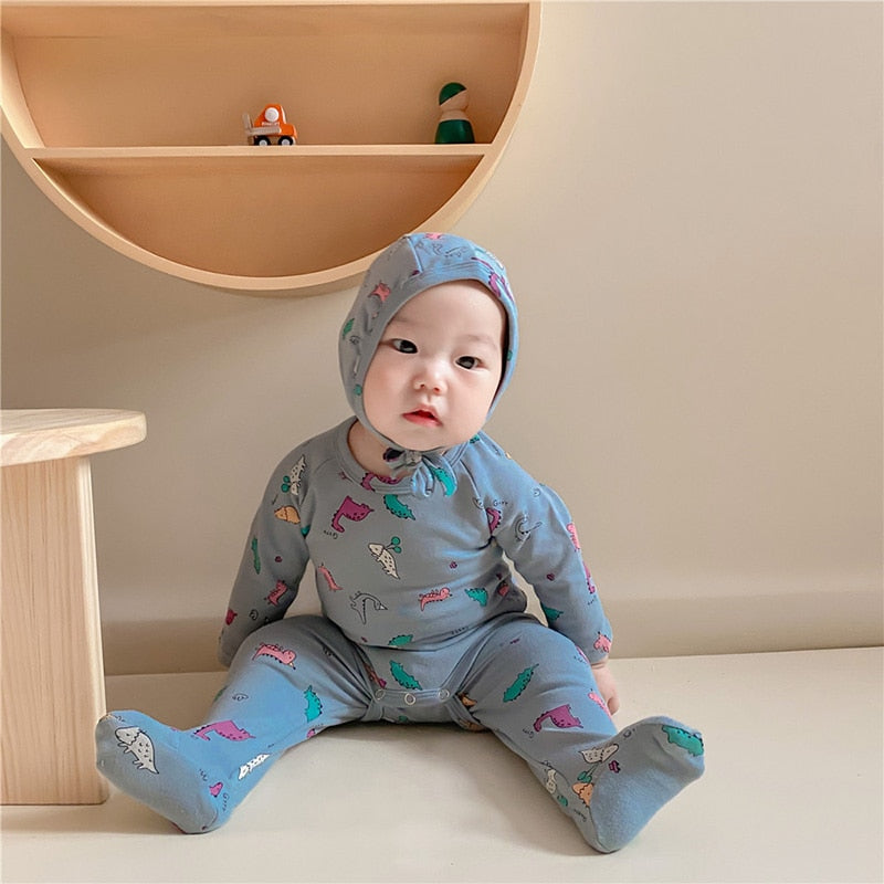 -ベビー セットアップ ロンパース パンツ 帽子 セット【mh0000080】 - mamahalo shop - 長袖セットアップ -  べビー服 - 子供服 - 男の子 - 女の子