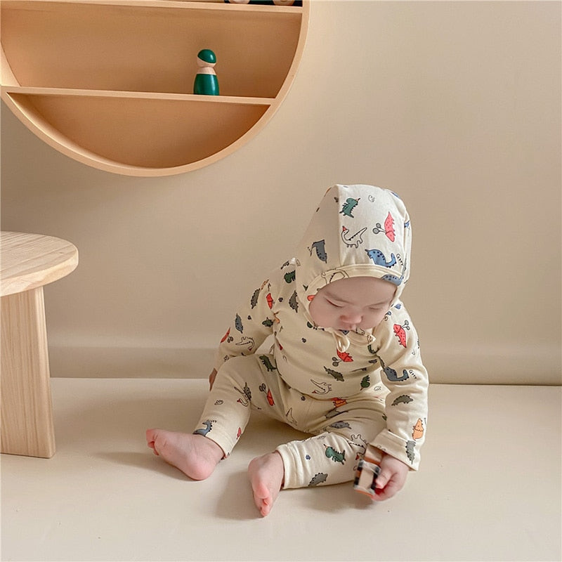 -ベビー セットアップ ロンパース パンツ 帽子 セット【mh0000080】 - mamahalo shop - 長袖セットアップ -  べビー服 - 子供服 - 男の子 - 女の子