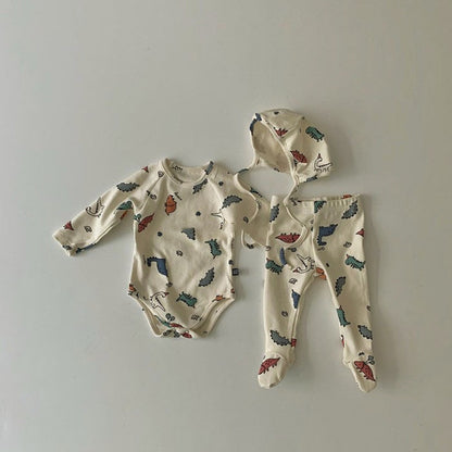 -ベビー セットアップ ロンパース パンツ 帽子 セット【mh0000080】 - mamahalo shop - 長袖セットアップ -  べビー服 - 子供服 - 男の子 - 女の子