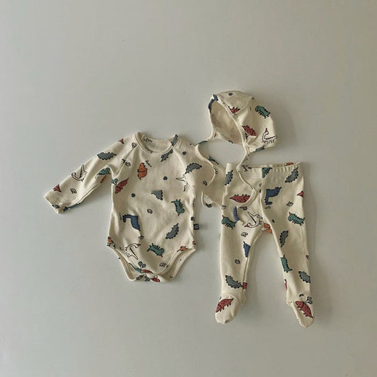 -ベビー セットアップ ロンパース パンツ 帽子 セット【mh0000080】 - mamahalo shop - 長袖セットアップ -  べビー服 - 子供服 - 男の子 - 女の子