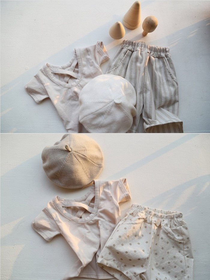 -ベビー ギンガム バッククロス ロンパース トップス - mamahalo shop - 半袖ロンパース -  べビー服 - 子供服 - 男の子 - 女の子