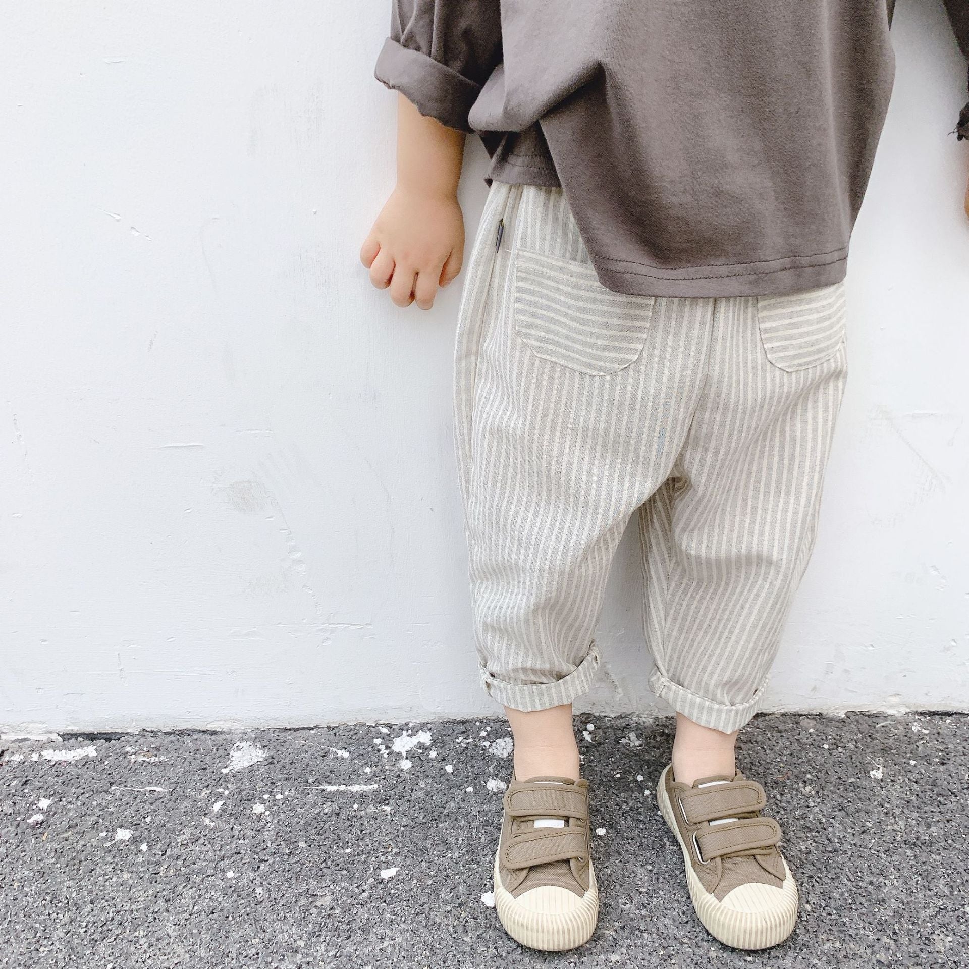 -キッズ ストライプ ハーレムパンツ【mh0000017】 - mamahalo shop - ロングパンツ・スウェットパンツ -  べビー服 - 子供服 - 男の子 - 女の子