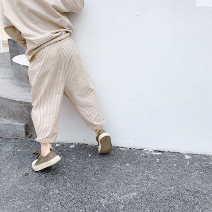 -キッズ ストライプ ハーレムパンツ【mh0000017】 - mamahalo shop - ロングパンツ・スウェットパンツ -  べビー服 - 子供服 - 男の子 - 女の子