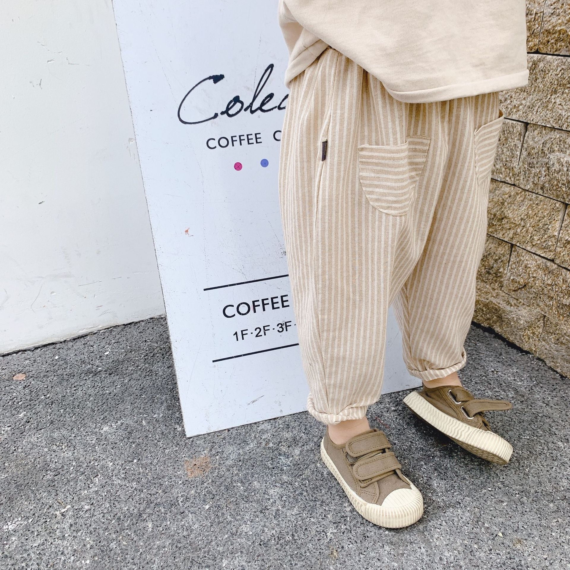 -キッズ ストライプ ハーレムパンツ【mh0000017】 - mamahalo shop - ロングパンツ・スウェットパンツ -  べビー服 - 子供服 - 男の子 - 女の子