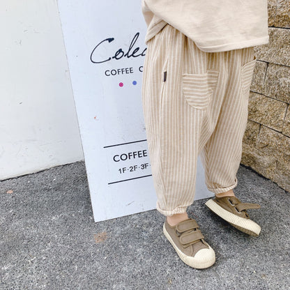 -キッズ ストライプ ハーレムパンツ【mh0000017】 - mamahalo shop - ロングパンツ・スウェットパンツ -  べビー服 - 子供服 - 男の子 - 女の子