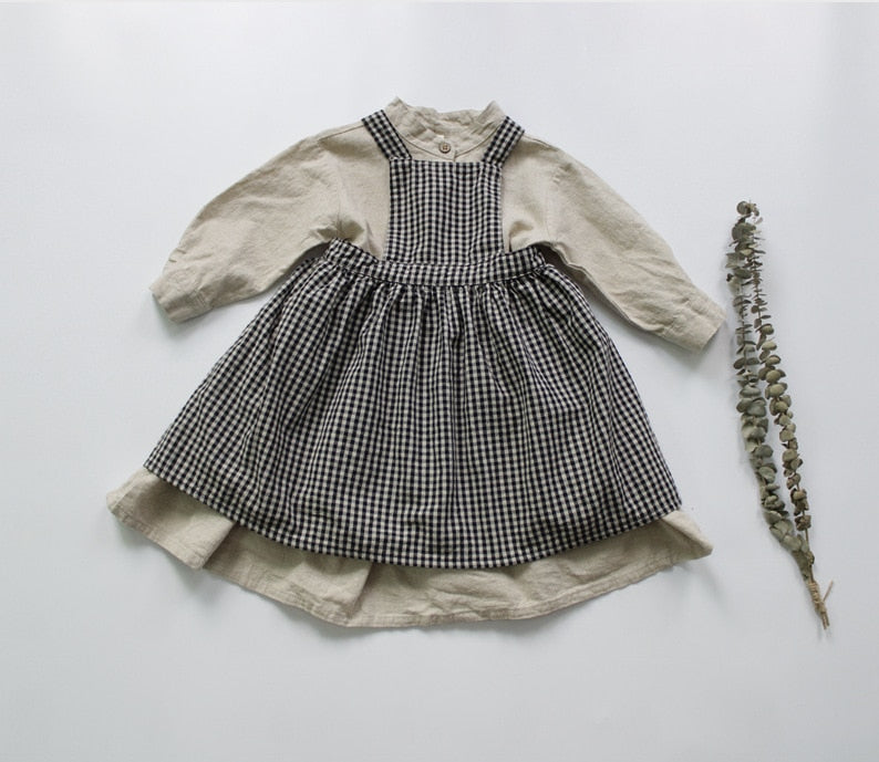 -キッズ コットン リネン 長袖ワンピース【mh0000012】 - mamahalo shop - 長袖ワンピース -  べビー服 - 子供服 - 男の子 - 女の子