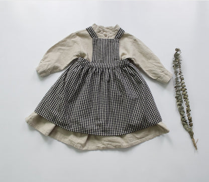 -キッズ コットン リネン 長袖ワンピース【mh0000012】 - mamahalo shop - 長袖ワンピース -  べビー服 - 子供服 - 男の子 - 女の子
