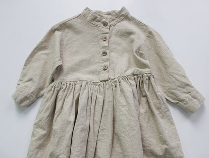 -キッズ コットン リネン 長袖ワンピース【mh0000012】 - mamahalo shop - 長袖ワンピース -  べビー服 - 子供服 - 男の子 - 女の子