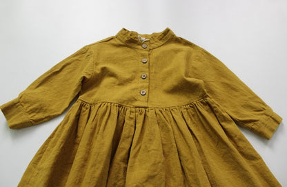 -キッズ コットン リネン 長袖ワンピース【mh0000012】 - mamahalo shop - 長袖ワンピース -  べビー服 - 子供服 - 男の子 - 女の子