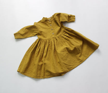 -キッズ コットン リネン 長袖ワンピース【mh0000012】 - mamahalo shop - 長袖ワンピース -  べビー服 - 子供服 - 男の子 - 女の子