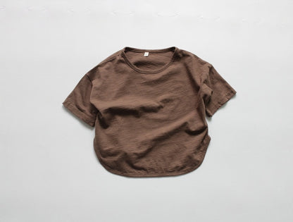 -キッズ ルースコットン Tシャツ ピュアカラー 半袖 トップス【mh0000016】 - mamahalo shop - 半袖Tシャツ -  べビー服 - 子供服 - 男の子 - 女の子