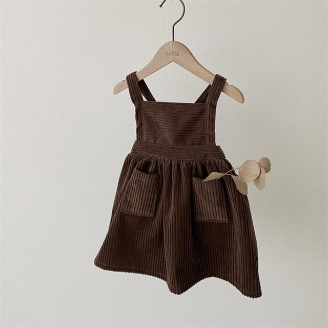 -キッズ コーデュロイ サスペンダー スカート エプロン ドレス【mh0000013】 - mamahalo shop - ノースリーブワンピース -  べビー服 - 子供服 - 男の子 - 女の子