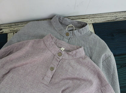 -キッズ スタンドカラー シャツ【mh0000014】 - mamahalo shop - 長袖シャツ・ブラウス -  べビー服 - 子供服 - 男の子 - 女の子