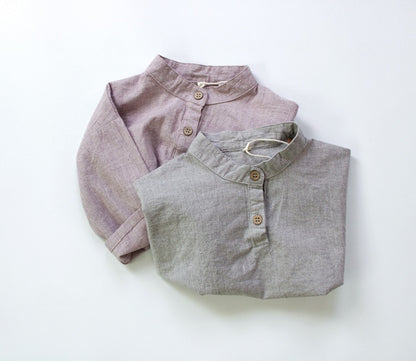 -キッズ スタンドカラー シャツ【mh0000014】 - mamahalo shop - 長袖シャツ・ブラウス -  べビー服 - 子供服 - 男の子 - 女の子