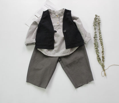 -キッズ スタンドカラー シャツ【mh0000014】 - mamahalo shop - 長袖シャツ・ブラウス -  べビー服 - 子供服 - 男の子 - 女の子