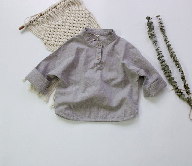 -キッズ スタンドカラー シャツ【mh0000014】 - mamahalo shop - 長袖シャツ・ブラウス -  べビー服 - 子供服 - 男の子 - 女の子