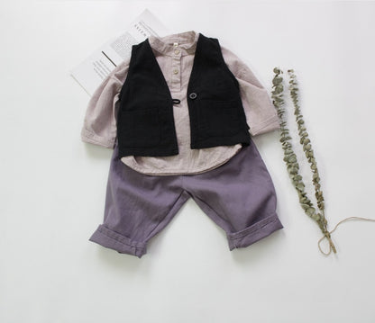 -キッズ スタンドカラー シャツ【mh0000014】 - mamahalo shop - 長袖シャツ・ブラウス -  べビー服 - 子供服 - 男の子 - 女の子