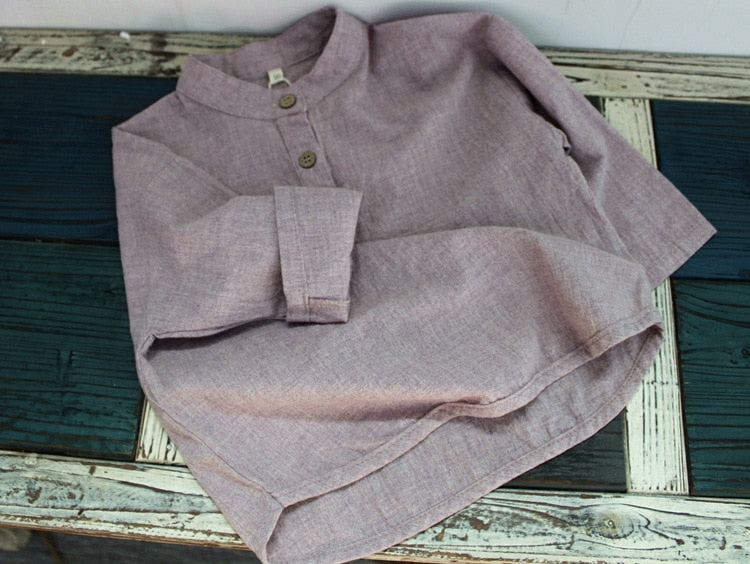 -キッズ スタンドカラー シャツ【mh0000014】 - mamahalo shop - 長袖シャツ・ブラウス -  べビー服 - 子供服 - 男の子 - 女の子