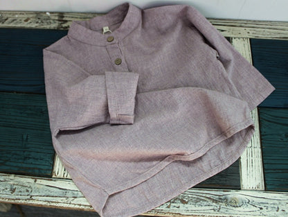 -キッズ スタンドカラー シャツ【mh0000014】 - mamahalo shop - 長袖シャツ・ブラウス -  べビー服 - 子供服 - 男の子 - 女の子