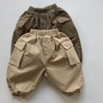 -キッズ ナチュラル コットン カーゴパンツ【mh0000021】 - mamahalo shop - ロングパンツ・スウェットパンツ -  べビー服 - 子供服 - 男の子 - 女の子