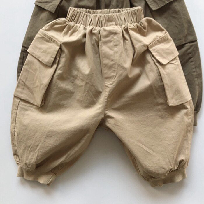 -キッズ ナチュラル コットン カーゴパンツ【mh0000021】 - mamahalo shop - ロングパンツ・スウェットパンツ -  べビー服 - 子供服 - 男の子 - 女の子