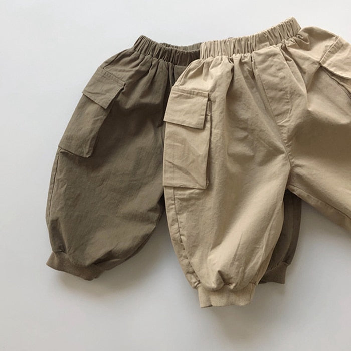-キッズ ナチュラル コットン カーゴパンツ【mh0000021】 - mamahalo shop - ロングパンツ・スウェットパンツ -  べビー服 - 子供服 - 男の子 - 女の子