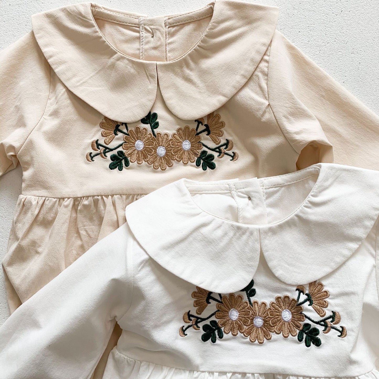 -ベビー 刺繍 フローラル 襟付き ロンパース【mh0000031】 - mamahalo shop - 長袖ロンパース -  べビー服 - 子供服 - 男の子 - 女の子