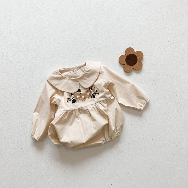 -ベビー 刺繍 フローラル 襟付き ロンパース【mh0000031】 - mamahalo shop - 長袖ロンパース -  べビー服 - 子供服 - 男の子 - 女の子