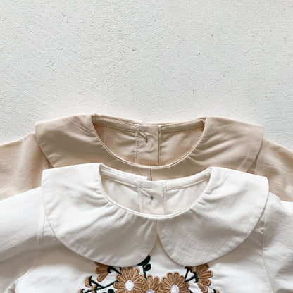 -ベビー 刺繍 フローラル 襟付き ロンパース【mh0000031】 - mamahalo shop - 長袖ロンパース -  べビー服 - 子供服 - 男の子 - 女の子