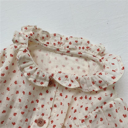 -ベビー フラワー チェック フリル 長袖 ブラウス トップス【mh0000030】 - mamahalo shop - 長袖シャツ・ブラウス -  べビー服 - 子供服 - 男の子 - 女の子