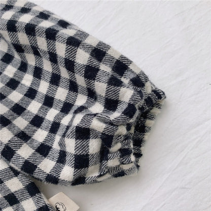 -ベビー フラワー チェック フリル 長袖 ブラウス トップス【mh0000030】 - mamahalo shop - 長袖シャツ・ブラウス -  べビー服 - 子供服 - 男の子 - 女の子