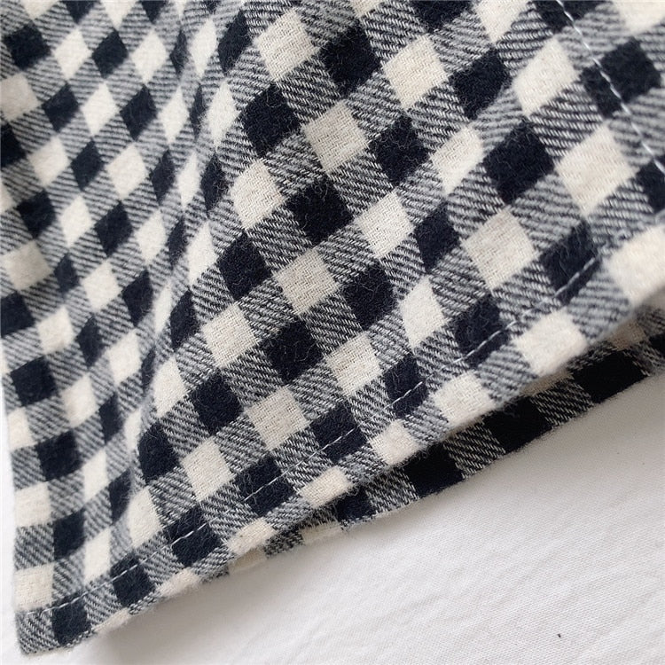 -ベビー フラワー チェック フリル 長袖 ブラウス トップス【mh0000030】 - mamahalo shop - 長袖シャツ・ブラウス -  べビー服 - 子供服 - 男の子 - 女の子