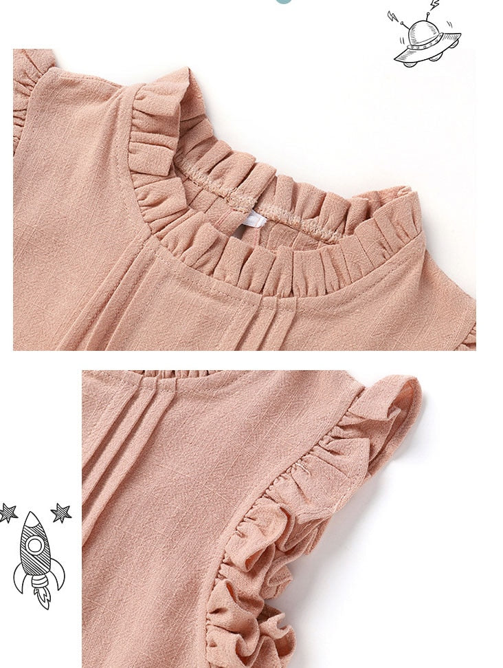 -ベビー コットンリネン ノースリーブ ロンパース - mamahalo shop - ノースリーブロンパース -  べビー服 - 子供服 - 男の子 - 女の子