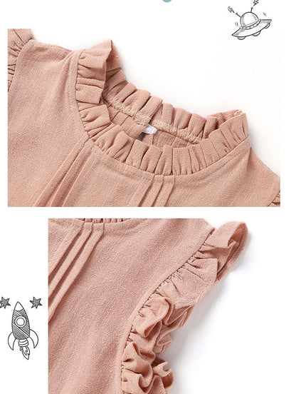 -ベビー コットンリネン ノースリーブ ロンパース - mamahalo shop - ノースリーブロンパース -  べビー服 - 子供服 - 男の子 - 女の子