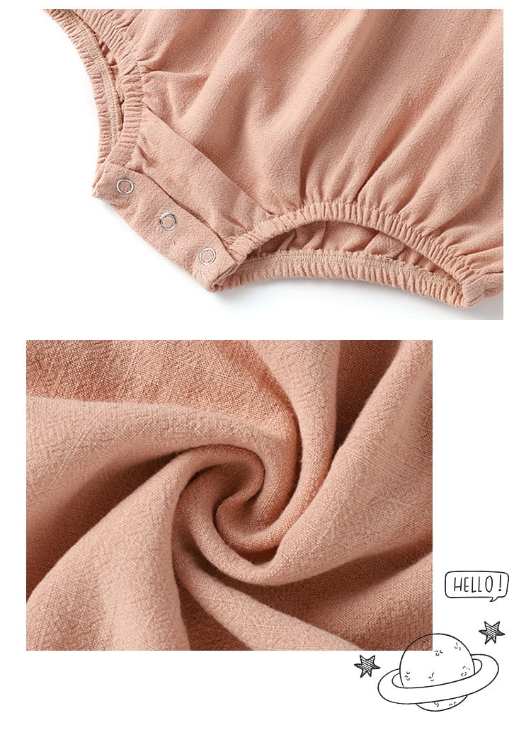 -ベビー コットンリネン ノースリーブ ロンパース - mamahalo shop - ノースリーブロンパース -  べビー服 - 子供服 - 男の子 - 女の子