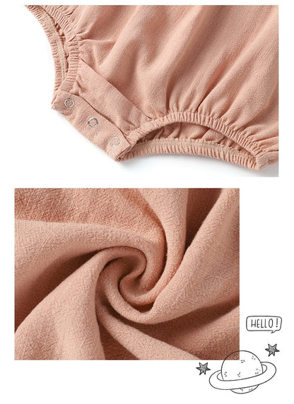 -ベビー コットンリネン ノースリーブ ロンパース - mamahalo shop - ノースリーブロンパース -  べビー服 - 子供服 - 男の子 - 女の子