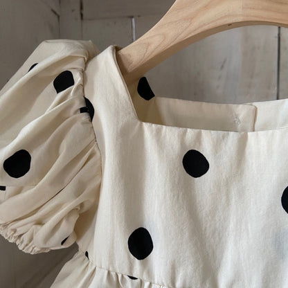 -ベビー 水玉 ふんわり袖 ロンパース【mh0000037】 - mamahalo shop - 半袖ロンパース -  べビー服 - 子供服 - 男の子 - 女の子