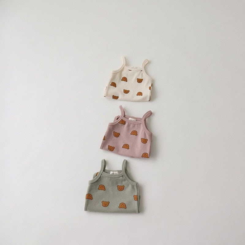 -ベビー くま レモン キャミ ロンパース【mh0000455】 - mamahalo shop - ノースリーブロンパース -  べビー服 - 子供服 - 男の子 - 女の子