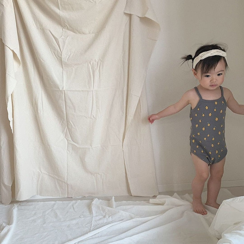 -ベビー くま レモン キャミ ロンパース【mh0000455】 - mamahalo shop - ノースリーブロンパース -  べビー服 - 子供服 - 男の子 - 女の子