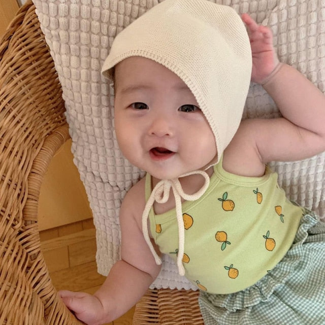 -ベビー くま レモン キャミ ロンパース【mh0000455】 - mamahalo shop - ノースリーブロンパース -  べビー服 - 子供服 - 男の子 - 女の子