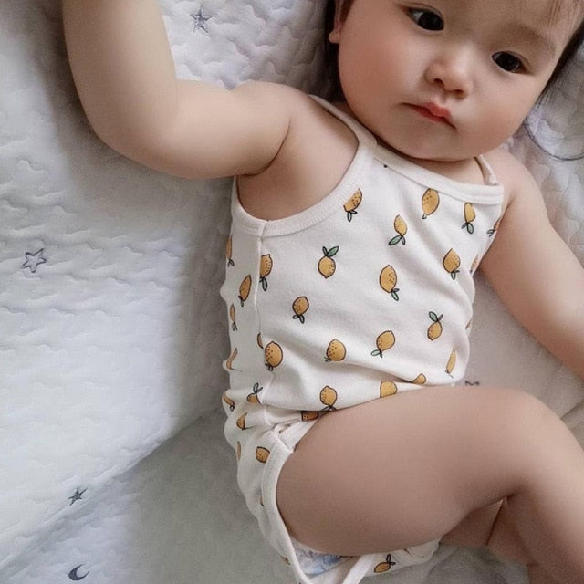 -ベビー くま レモン キャミ ロンパース【mh0000455】 - mamahalo shop - ノースリーブロンパース -  べビー服 - 子供服 - 男の子 - 女の子