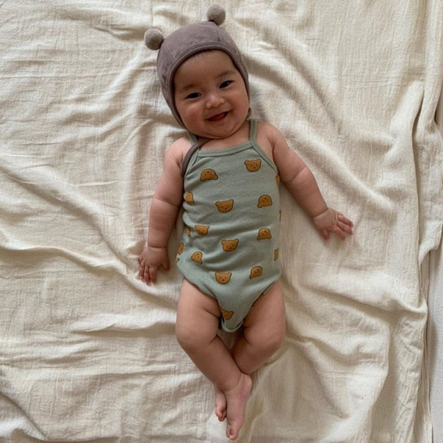 -ベビー くま レモン キャミ ロンパース【mh0000455】 - mamahalo shop - ノースリーブロンパース -  べビー服 - 子供服 - 男の子 - 女の子