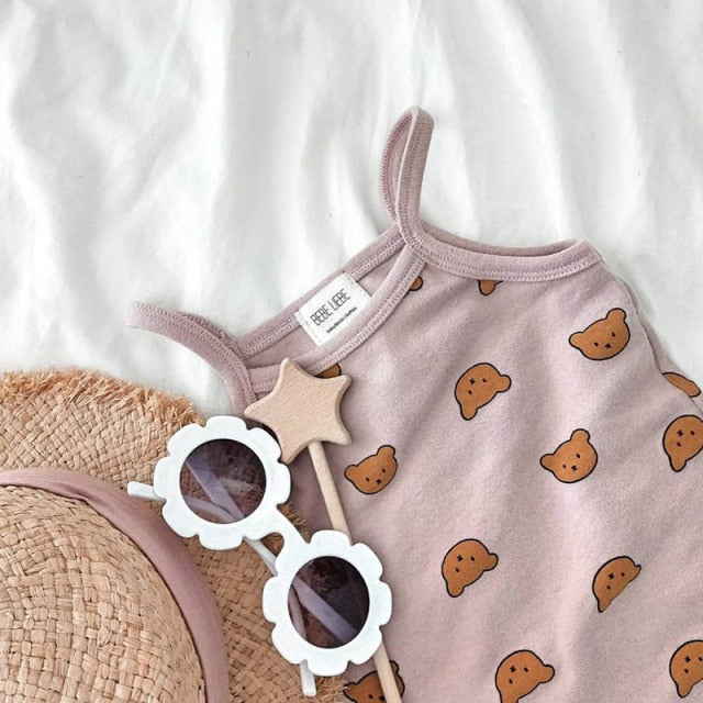 -ベビー くま レモン キャミ ロンパース【mh0000455】 - mamahalo shop - ノースリーブロンパース -  べビー服 - 子供服 - 男の子 - 女の子