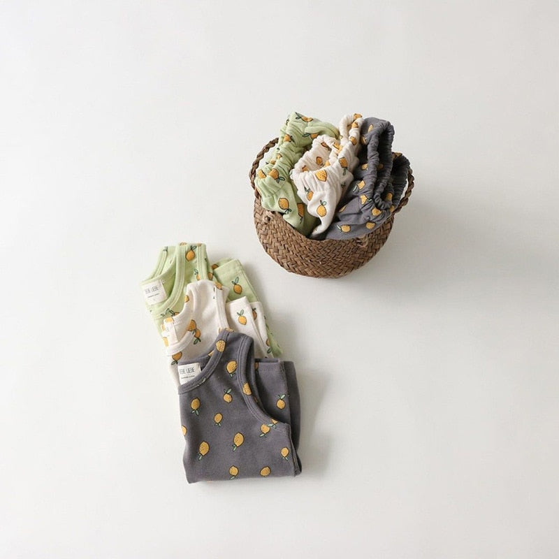 -ベビー くま レモン セットアップ タンクトップ ブルマ【mh0000457】 - mamahalo shop - ノースリーブセットアップ -  べビー服 - 子供服 - 男の子 - 女の子