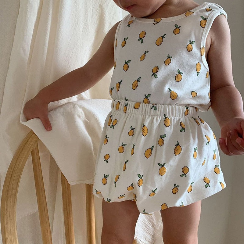 -ベビー くま レモン セットアップ タンクトップ ブルマ【mh0000457】 - mamahalo shop - ノースリーブセットアップ -  べビー服 - 子供服 - 男の子 - 女の子