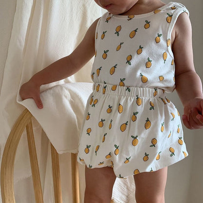 -ベビー くま レモン セットアップ タンクトップ ブルマ【mh0000457】 - mamahalo shop - ノースリーブセットアップ -  べビー服 - 子供服 - 男の子 - 女の子