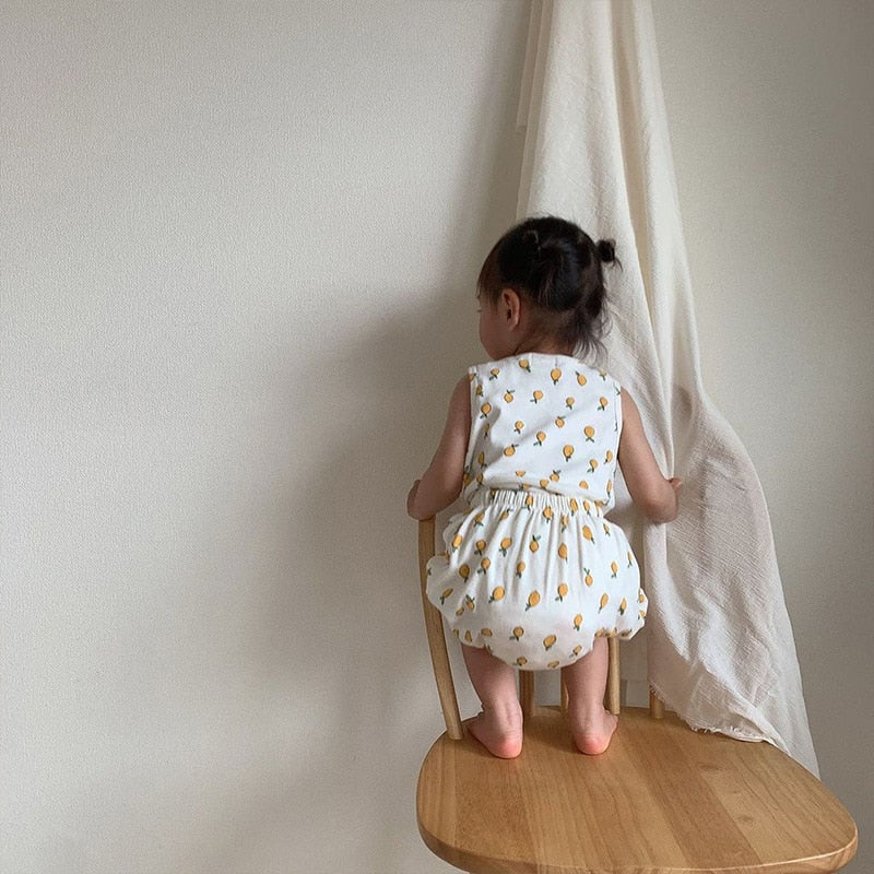 -ベビー くま レモン セットアップ タンクトップ ブルマ【mh0000457】 - mamahalo shop - ノースリーブセットアップ -  べビー服 - 子供服 - 男の子 - 女の子