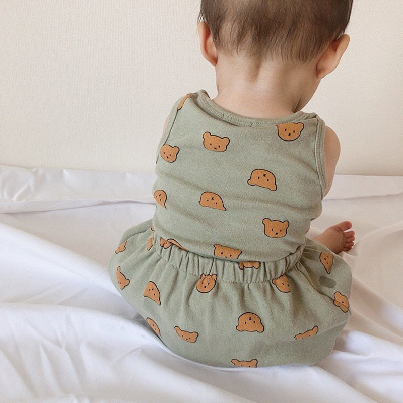 -ベビー くま レモン セットアップ タンクトップ ブルマ【mh0000457】 - mamahalo shop - ノースリーブセットアップ -  べビー服 - 子供服 - 男の子 - 女の子