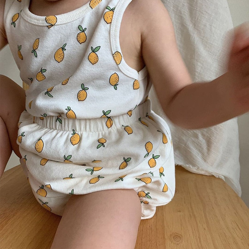 -ベビー くま レモン セットアップ タンクトップ ブルマ【mh0000457】 - mamahalo shop - ノースリーブセットアップ -  べビー服 - 子供服 - 男の子 - 女の子