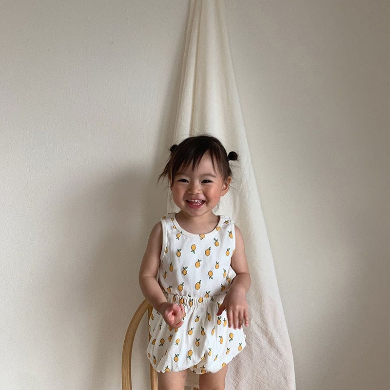 -ベビー くま レモン セットアップ タンクトップ ブルマ【mh0000457】 - mamahalo shop - ノースリーブセットアップ -  べビー服 - 子供服 - 男の子 - 女の子